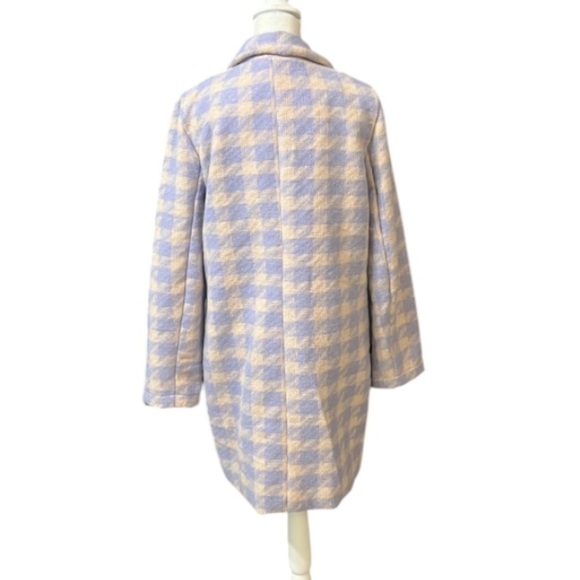 HYFVE coat blazer jacket long line houndstooth 2 button front pockets Trendy L - Picture 7 of 12